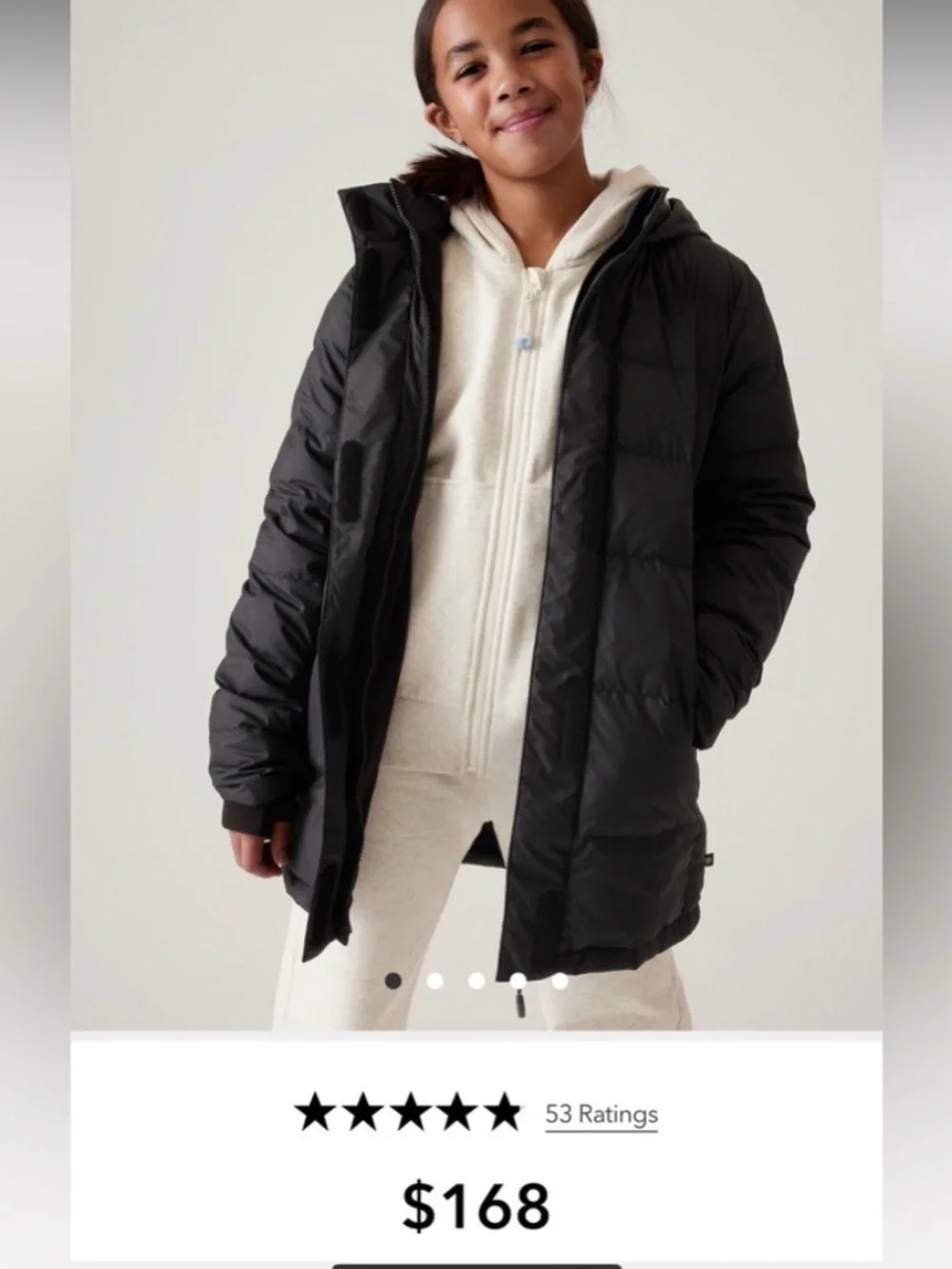 Athleta Girl Snow Day Down Puffer Jacket with Hood NEW XS/6